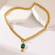 Chain Emerald Gold  Pendant Necklace