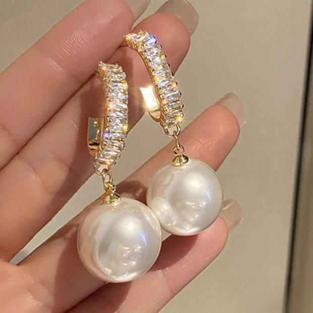 Elegant Pearl and Zirconia Earrings