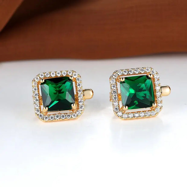 Golden Green Zirconia Gold Earrings
