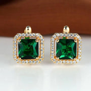 Golden Green Zirconia Gold Earrings