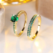 Emerald Duo Ring Gold Set