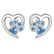 Paw and Heart Earrings with Zirconia