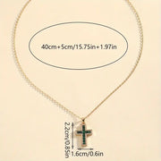 Emerald Cross Pendant Gold Necklace