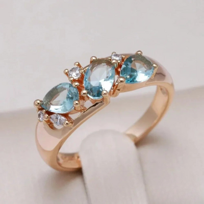 Blue Zirconia Gold Ring