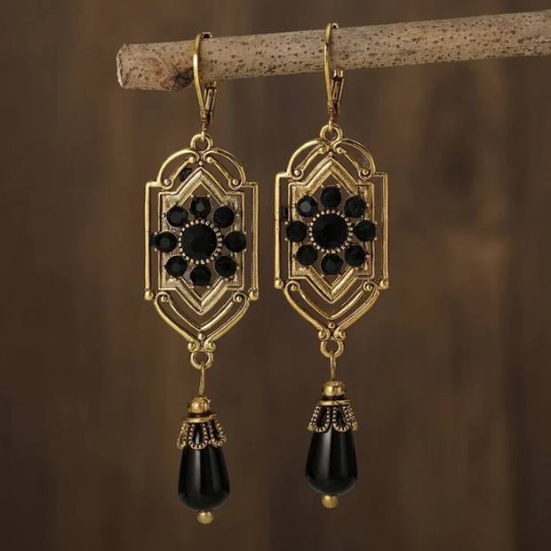 Black Crystal Drop Earrings