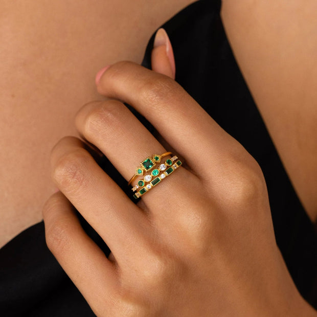 Alex - Unique Inlaid Zirconia Ring Set