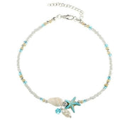 Star Shell Anklet with Gemstones
