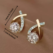 O&O - Golden Cross Zirconia Stud Earrings