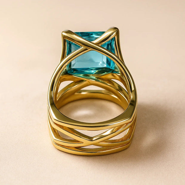 Vintage Gold Blue Zirconia Ring