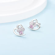 Paw and Heart Earrings with Zirconia