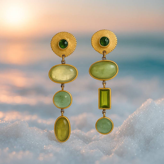 Golden Forest Green Earrings