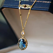 Oval Sapphire Gold Necklace