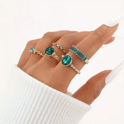 Zarina Emerald Gold Ring Set