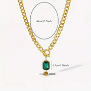 Chain Emerald Gold  Pendant Necklace