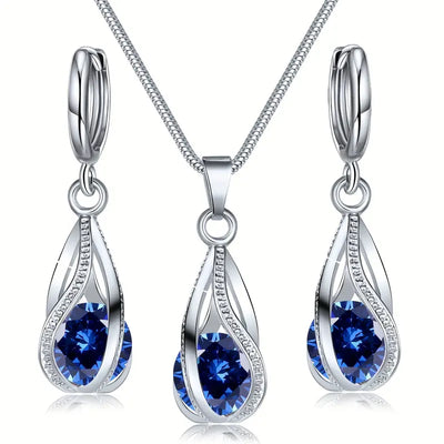 Silver Set with Sapphire Stones