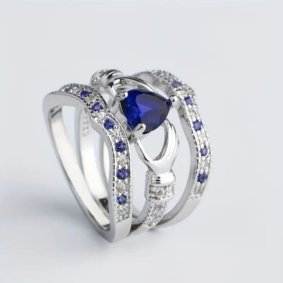 Sapphire Silvery Ring Set