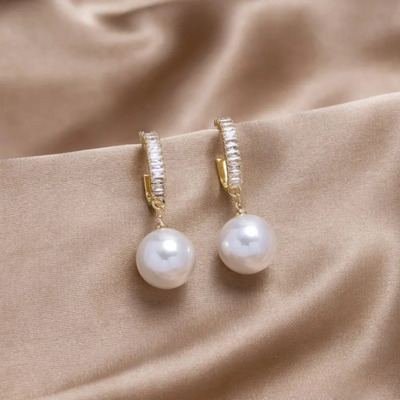 Elegant Pearl and Zirconia Earrings