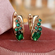 Gold Earrings with Emerald Stones