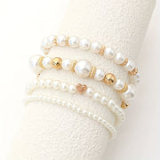 Classy Pearl Heart Bracelet Set