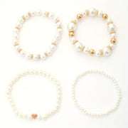 Classy Pearl Heart Bracelet Set