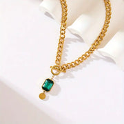 Chain Emerald Gold  Pendant Necklace