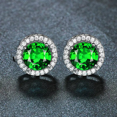 Shiny Green Emerald Earrings