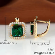 Golden Green Zirconia Gold Earrings