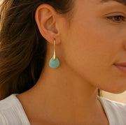 Amazonite Gold Drop Blue Earrings