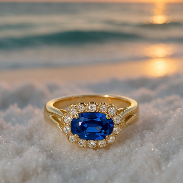 Golden Ocean Blue Ring