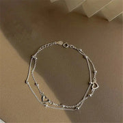 Silver Heart Bracelet with Customizable Fit
