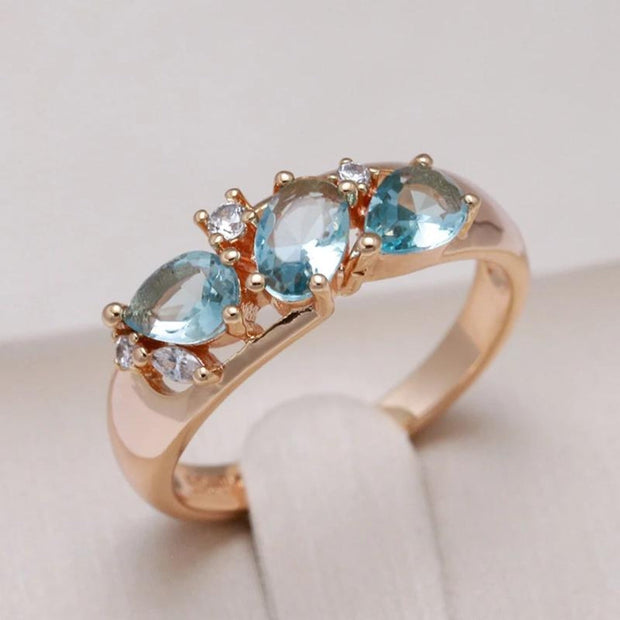 Chic Gold Vintage Blue Ring