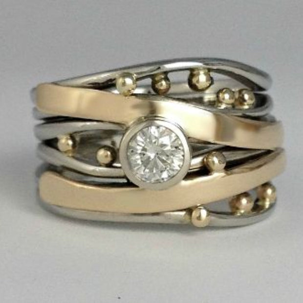 Exclusive Gold and Silver Zirconia Ring