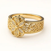 Flower Zirconia Exotic Gold Ring