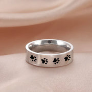 Handcrafted Paw Print Ring in Stainless Steel
