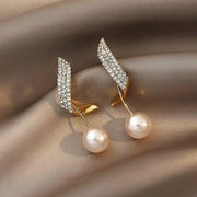 Elegant Pearl Drop Gold Earrings