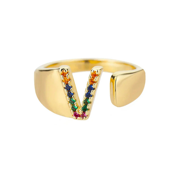 Victory - Gold Stainless Steel Initial Ring