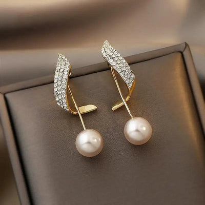 Elegant Pearl Drop Gold Earrings