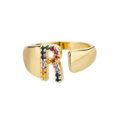 Rise - Gold Stainless Steel Initial Ring