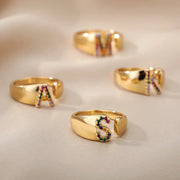 Love - Gold Stainless Steel Initial Ring