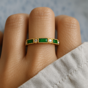 Alex - Green Inlaid Zirconia Gold Ring