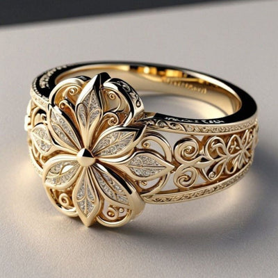 Flower Zirconia Exotic Gold Ring