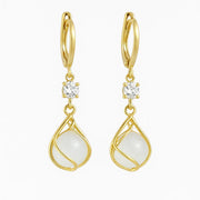 White Opal Dangle Earrings