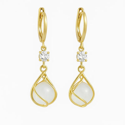 White Opal Dangle Earrings