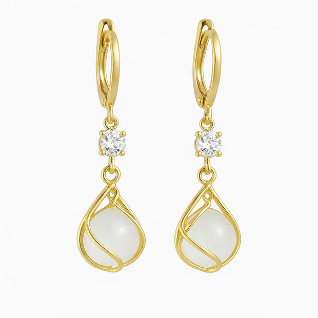 White Opal Dangle Earrings