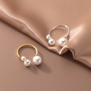 Adjustable Trio Pearl Ring