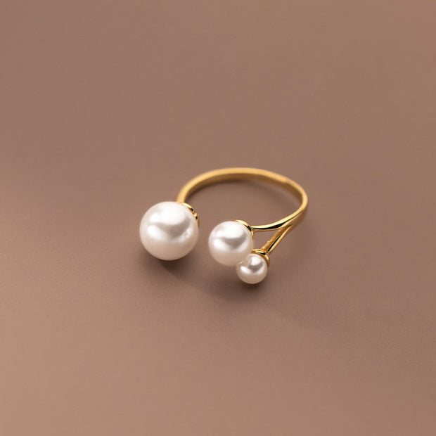 Adjustable Trio Pearl Ring