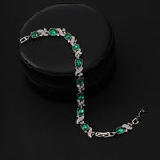 Silver Bracelet with Green Emeralds