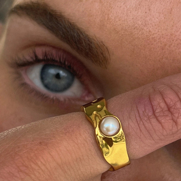 Timeless Natural Gold Pearl Ring