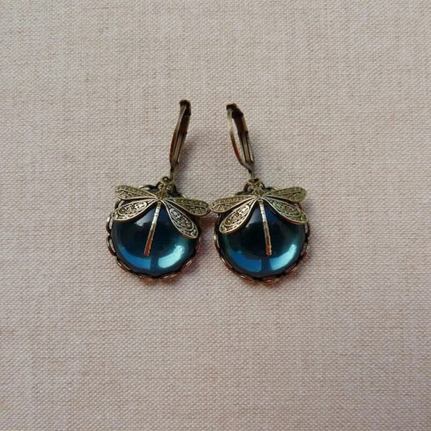 Antique Gold Blue Crystal Earrings: Timeless Elegance