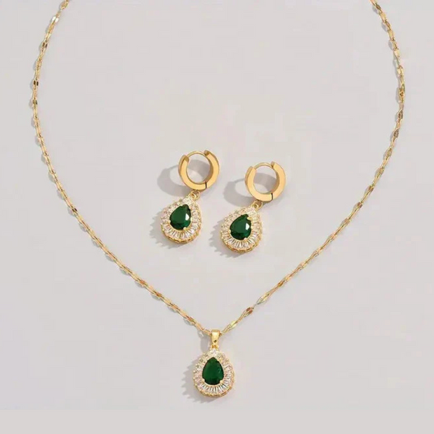 Sophisticated Golden Gemstone Jewellery Set